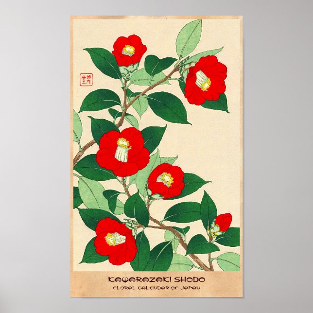 Poster Calendário Floral Kawarazaki Shodo de flores do Ja (Frente)