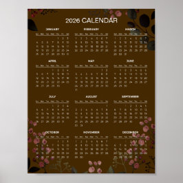 Poster Calendário Floral Simples Mas Elegante 2026 |