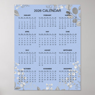 Poster Calendário Floral Simples, porém Elegante 2026 |