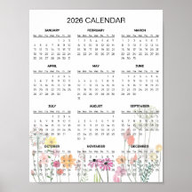 Calendário Floral Simples, porém Elegante de 2026 