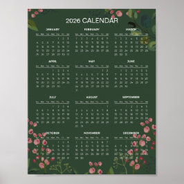 Poster Calendário Floral Simples, porém Elegante de 2026