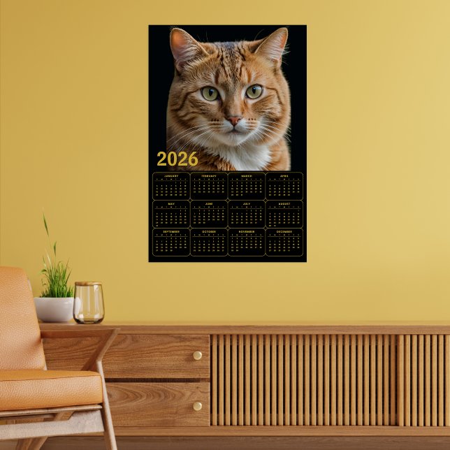 Poster Calendário Gato Tabby Laranja 2026 (Sala de Estar 2)