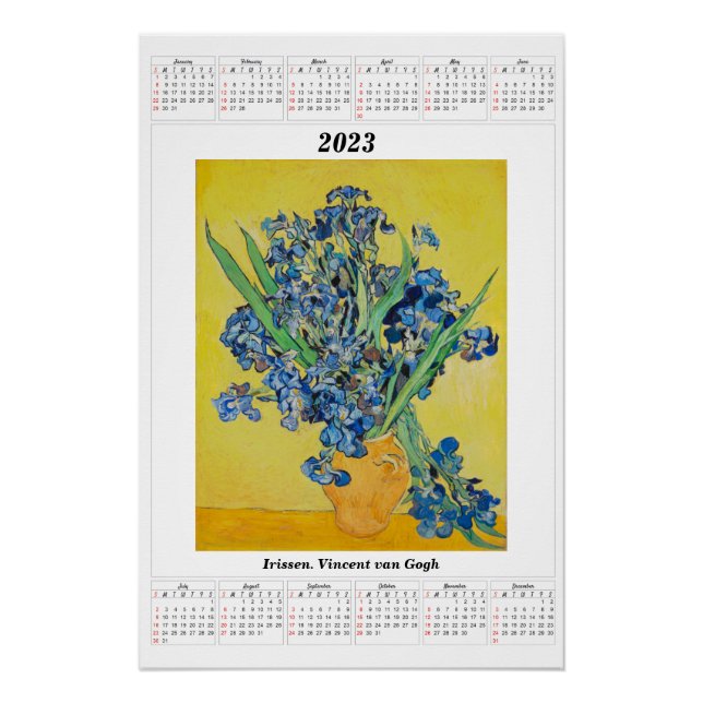 Póster Calendário Irisse para o Poster Vincent van Gogh 2 (Frente)