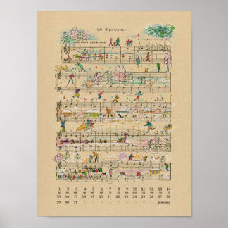 Poster Calendário Janeiro Notas Felizes 2022