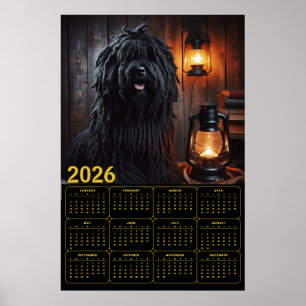 Poster Calendário Komondor com Lanternas e Livros 2026