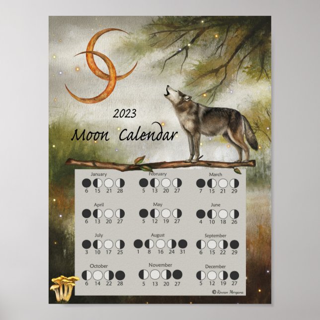 Poster CALENDÁRIO LUNAR 2023, Lua da Floresta Escura, Wic (Frente)