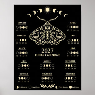 Poster Calendário Lunar Celestial Lua de Bruxaria 2027