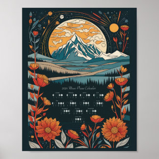 Poster Calendário Lunar do Ciclo da Lua 2024 Hemisfério S
