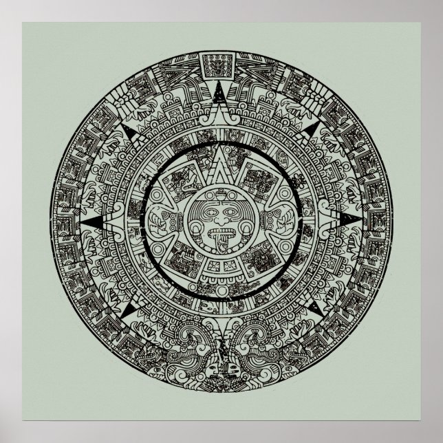 Poster Calendário maia 1 do Aztec Sun Stone do México (Frente)