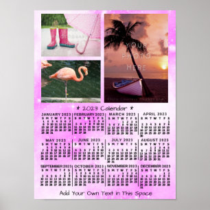 Poster Calendário Mensal 2023 Ano Rosa Aquarela 3 Foto