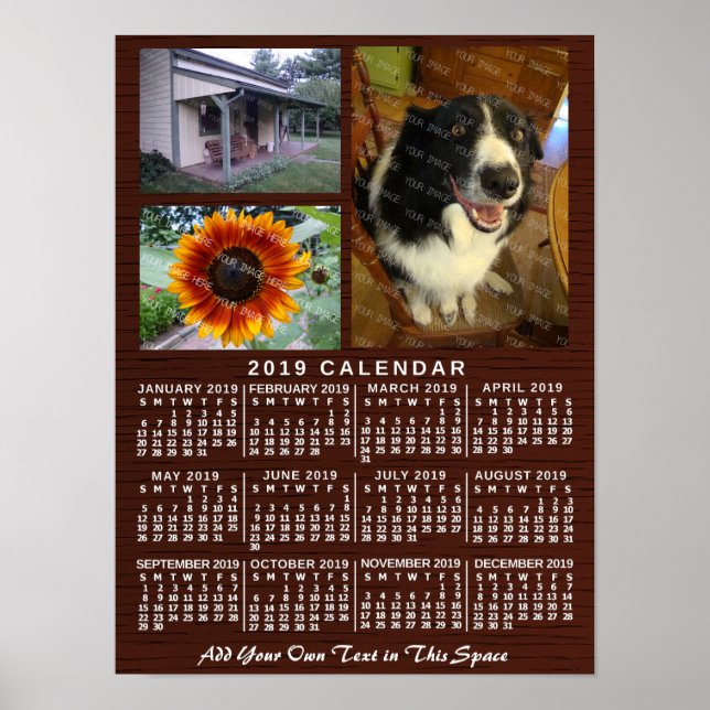 Poster Calendário Mensal de 2019 Fotos Personalizadas 3 (Frente)