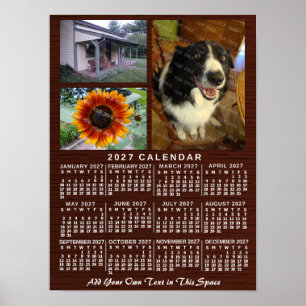 Poster Calendário Mensal de Madeira Personalizado 2027 co