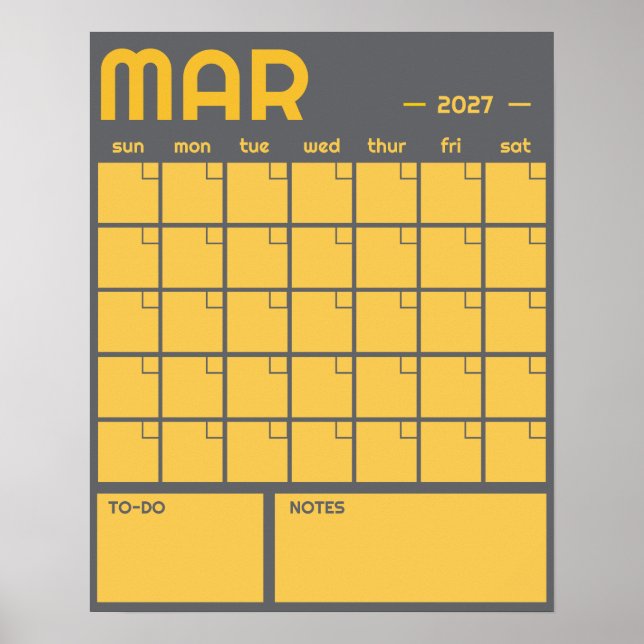 Poster Calendário Mensal de Parede em Cores Vibrantes e N (Frente)