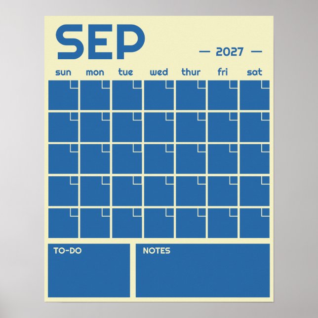 Poster Calendário Mensal de Parede em Cores Vibrantes e N (Frente)