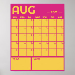 Poster Calendário Mensal de Parede Grande sem Data em Cor