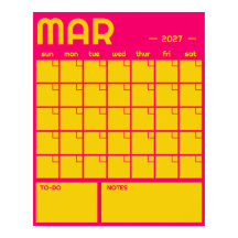 Calendário Mensal de Parede Grande sem Data em Cor