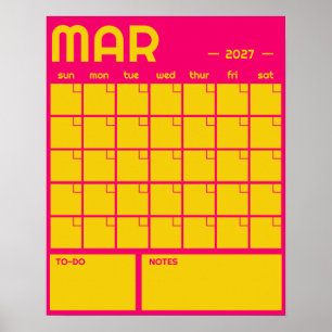 Poster Calendário Mensal de Parede Grande sem Data em Cor
