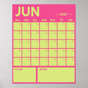 Poster Calendário Mensal de Parede Grande sem Data em Cor