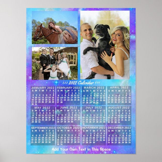 Poster Calendário Mensal do Ano 2022 Boho Aquarela 3 Foto (Frente)