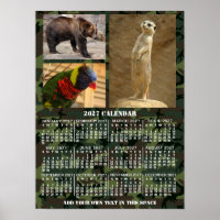 Calendário Mensal do Ano de 2027 Camuflagem Adicio