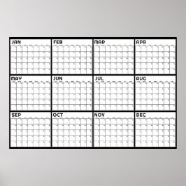 Poster Calendário Mensal Minimalista na Parede sem Data
