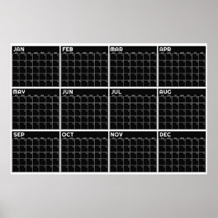 Poster Calendário Mensal Minimalista para Parede sem Data