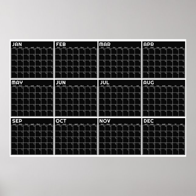 Poster Calendário Mensal Minimalista para Parede sem Data (Frente)