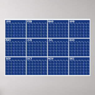 Poster Calendário Mensal Minimalista para Parede sem Data