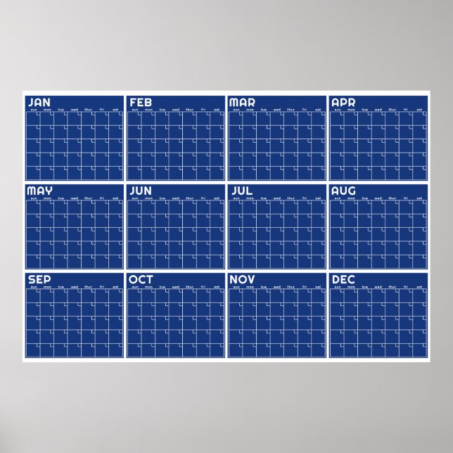 Poster Calendário Mensal Minimalista para Parede sem Data (Frente)