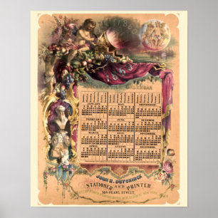 Poster Calendário Mercantil da Era Vitoriana Antiga de 18
