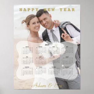 Poster Calendário Mini Foto de Noiva e Noivo Elegantes