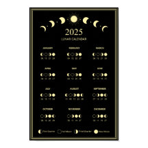 Calendário Minimalista de Fases Lunares de 2025