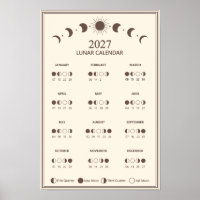 Calendário Minimalista de Fases Lunares de 2027