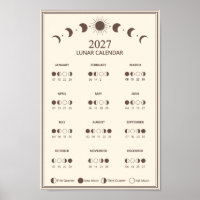 Calendário Minimalista de Fases Lunares de 2027