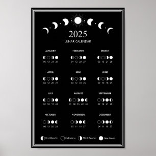 Poster Calendário minimalista dos ciclos lunares da fase