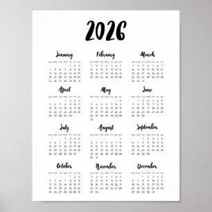 Poster Calendário moderno de 2022