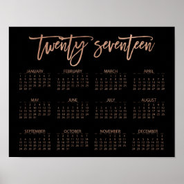Poster Calendário Moderno Falso Dourado Rosa e Preto 2017