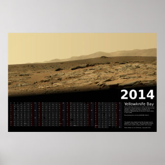 Poster Calendário MSL Curiosity em Yellowknife Bay - 2014