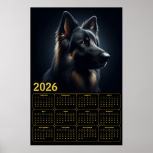 Poster Calendário Pastor Alemão 2026 – Retrato Ousado 