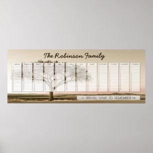 Póster Calendário Perpétuo Personalizado da Família High 