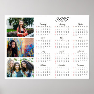 Poster Calendário Personalizado da Família de Colagem de 