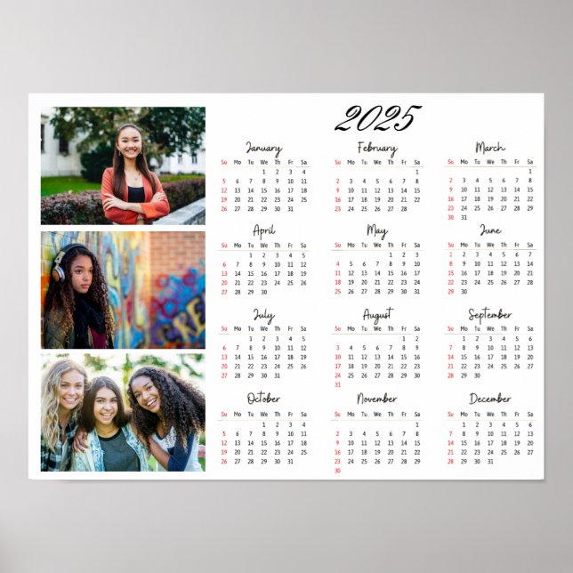 Poster Calendário Personalizado da Família de Colagem de  (Frente)