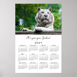 Poster Calendário Personalizado de 2027 com Foto de Tigre