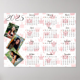 Poster Calendário Personalizado de 3 Fotos em Colagem Fam