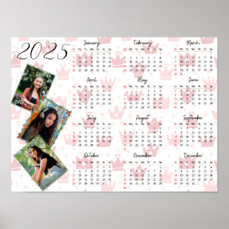 Poster Calendário Personalizado de 3 Fotos em Colagem Fam