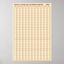 Poster Calendário Planejador Anual na Parede Sem Data