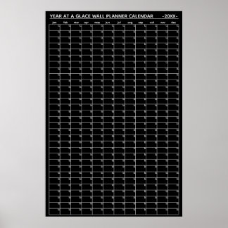 Poster Calendário Planejador Anual na Parede Sem Data