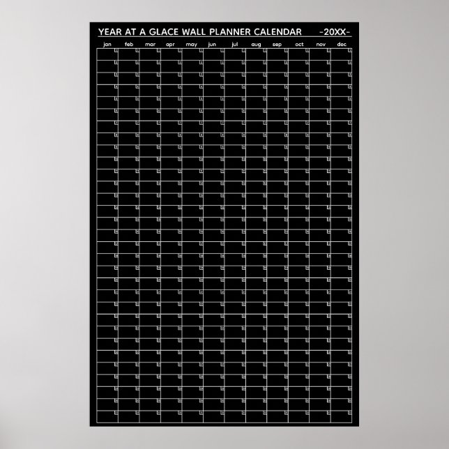 Poster Calendário Planejador Anual na Parede Sem Data (Frente)