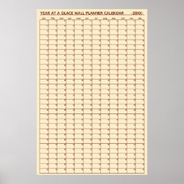 Poster Calendário Planejador Anual na Parede Sem Data