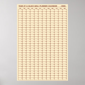 Poster Calendário Planejador Anual na Parede Sem Data